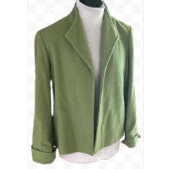 Mainbocher Jackets & Blazers - MAINBOCHER Green Cashmere Wool Vintage Open Jacket Size 10